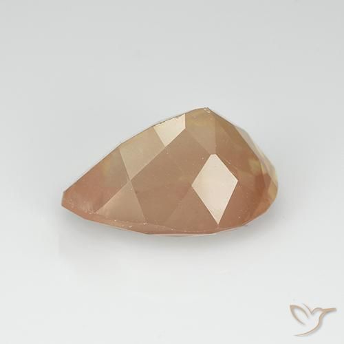 Labradorita andesina Laranja claro Natural 3.31ct, Formato de pêra, Transparente