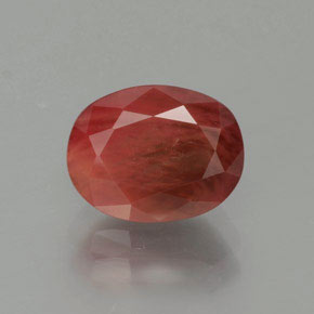 Andesina labradorita vermelho natural 1,81ct, corte oval, translúcido
