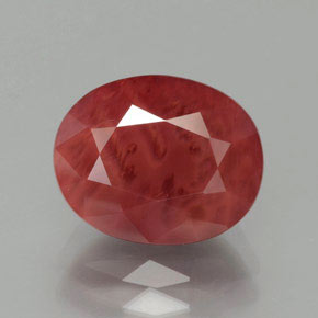 Andesina labradorita vermelho natural 3,37ct, corte oval, translúcido