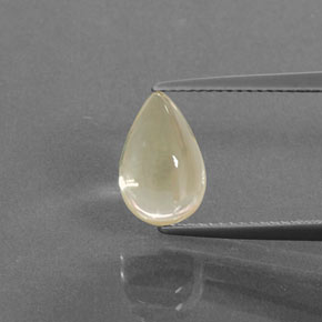 Andesina labradorita amarelo natural 3,28ct, formato de pêra, transparente
