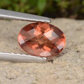 Andesina labradorita laranja natural 0,74ct, corte oval, VVS
