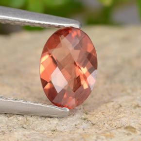 Andesina labradorita vermelho natural 0,60ct, corte oval, VVS-VS