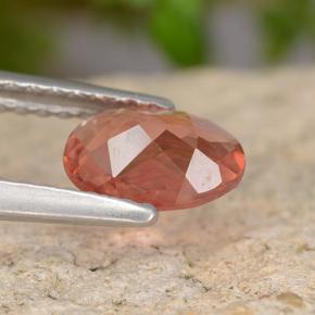 Andesina labradorita vermelho natural 0,60ct, corte oval, VVS-VS