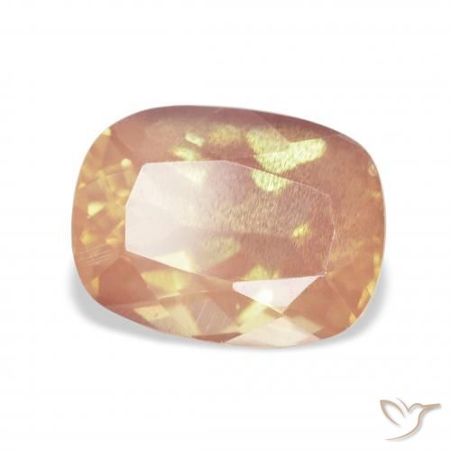 Labradorita andesina Laranja claro Natural 3.81ct, Almofada, Transparente