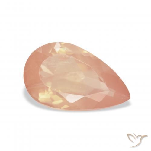 Labradorita andesina laranja avermelhado Natural 3.18ct, Formato de pêra, Transparente