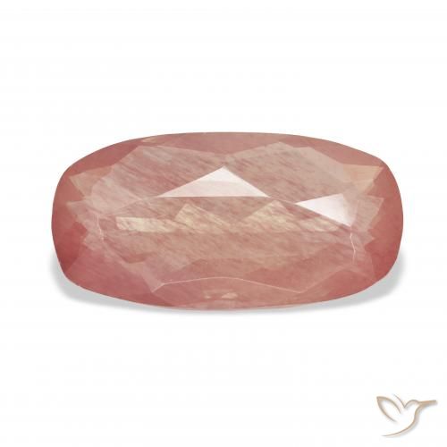 5.40ct Natural Laranja Avermelhado Pálido Labradorita andesina, Almofada, Transparente