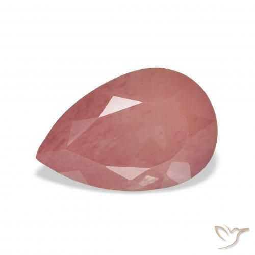 3.32ct Natural Framboesa Rosa Labradorita andesina, Formato de pêra, Transparente
