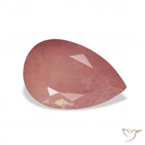 Labradorita andesina Framboesa Rosa Natural 3.32ct, Formato de pêra, Transparente