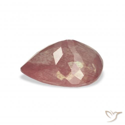 Labradorita andesina Rosa Profundo Natural 2.86ct, Formato de pêra, Transparente