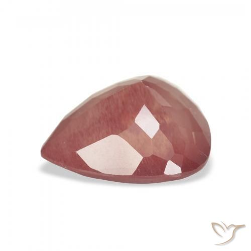 Labradorita andesina Tijolo vermelho Natural 3.02ct, Formato de pêra, Transparente