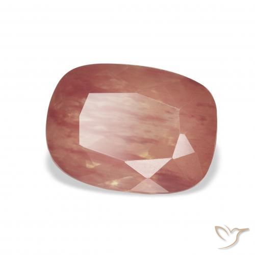 Labradorita andesina Laranja Avermelhado Pálido Natural 3.85ct, Almofada, Transparente