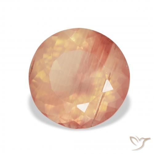 Labradorita andesina Laranja claro Natural 3.65ct, Redondo, Transparente