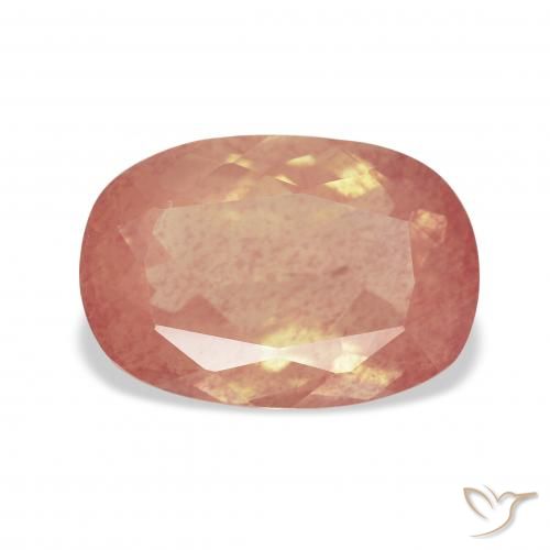 3.91ct Natural Rosa Alaranjado Labradorita andesina, Almofada, Transparente