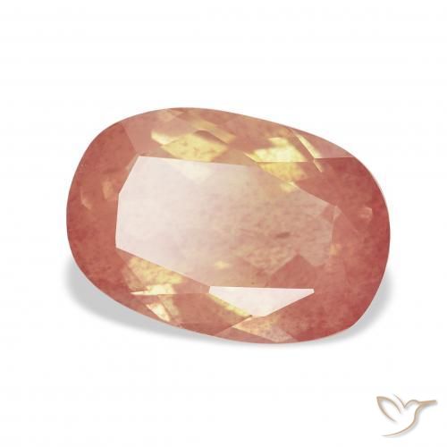 Labradorita andesina Rosa Alaranjado Natural 3.91ct, Almofada, Transparente
