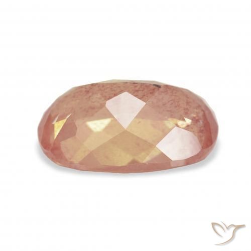Labradorita andesina Rosa Alaranjado Natural 3.91ct, Almofada, Transparente