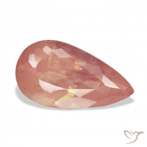 Labradorita andesina rosa médio Natural 5.89ct, Formato de pêra, Transparente