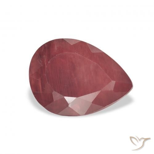 Labradorita andesina Vermelho escuro Natural 1.89ct, Formato de pêra, Transparente