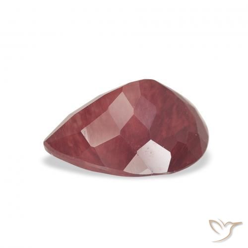 Labradorita andesina Vermelho escuro Natural 1.89ct, Formato de pêra, Transparente