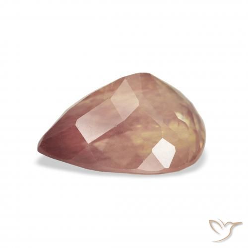 Labradorita andesina Laranja Vermelho Natural 3.41ct, Formato de pêra, Transparente