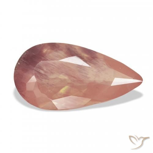 Labradorita andesina Laranja Vermelho Natural 7.87ct, Formato de pêra, Transparente
