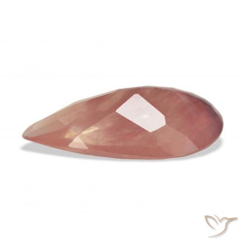 Labradorita andesina Laranja Vermelho Natural 7.87ct, Formato de pêra, Transparente