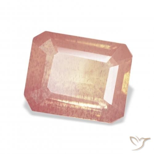 Labradorita andesina Laranja Avermelhado Claro Natural 4.58ct, Corte Octógono / Esmeralda, Transparente