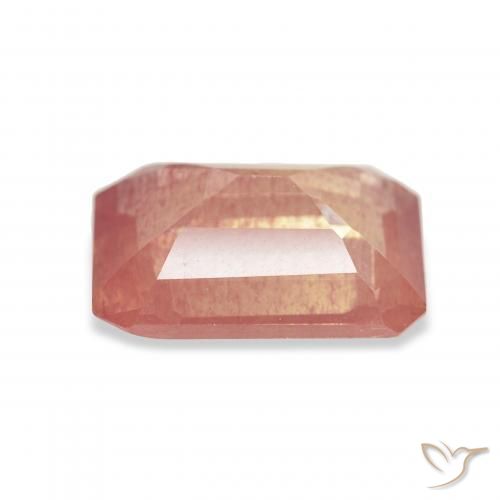 Labradorita andesina Laranja Avermelhado Claro Natural 4.58ct, Corte Octógono / Esmeralda, Transparente