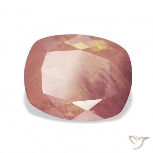 Labradorita andesina Rosa Alaranjado Natural 5.94ct, Almofada, Transparente