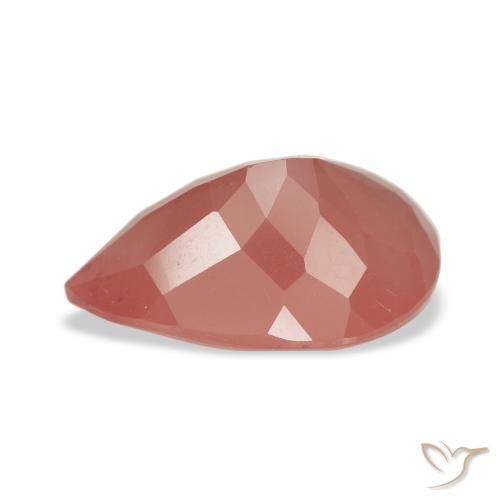 Labradorita andesina Laranja Avermelhado Pálido Natural 2.81ct, Formato de pêra, Translúcido