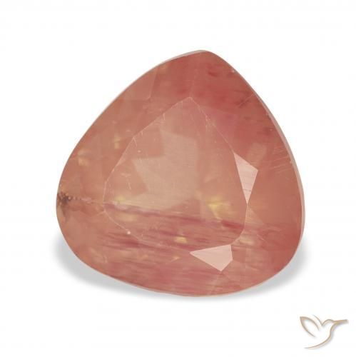 Labradorita andesina vermelho médio Natural 3.16ct, Formato de pêra, Transparente