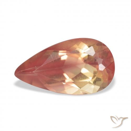 3.31ct Natural Laranja Avermelhado Profundo Labradorita andesina, Formato de pêra, Transparente