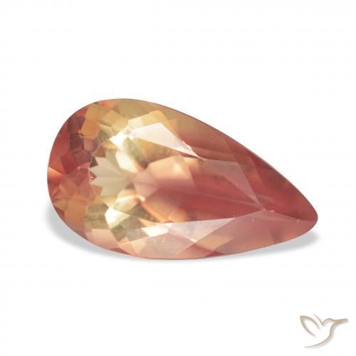 Labradorita andesina Laranja Avermelhado Profundo Natural 3.31ct, Formato de pêra, Transparente