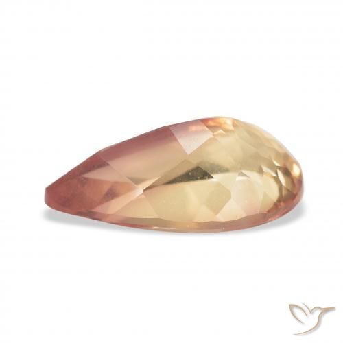 Labradorita andesina Laranja Avermelhado Profundo Natural 3.31ct, Formato de pêra, Transparente