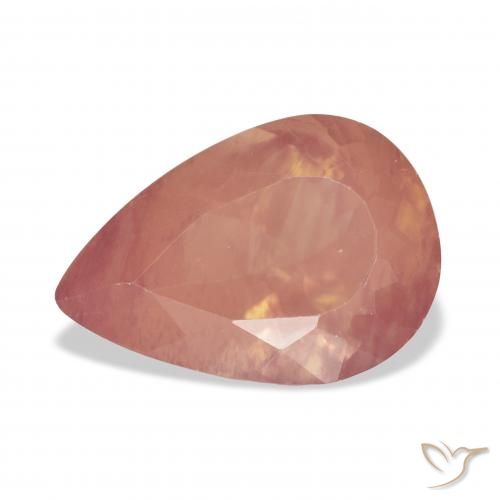 5.35ct Natural Laranja Avermelhado Pálido Labradorita andesina, Formato de pêra, Transparente