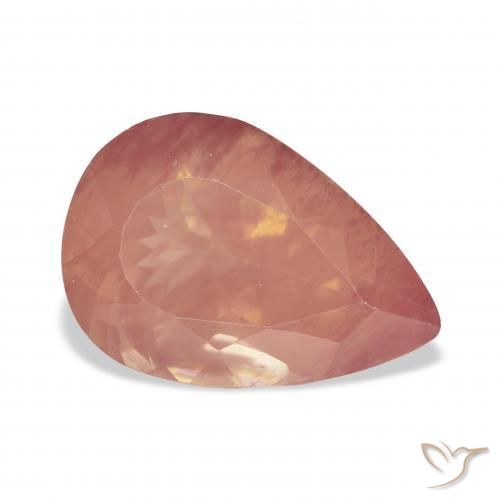 Labradorita andesina Laranja Avermelhado Pálido Natural 5.35ct, Formato de pêra, Transparente