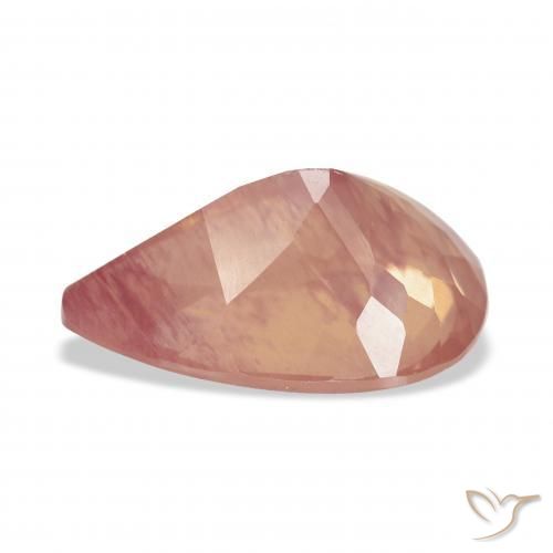 Labradorita andesina Laranja Avermelhado Pálido Natural 5.35ct, Formato de pêra, Transparente