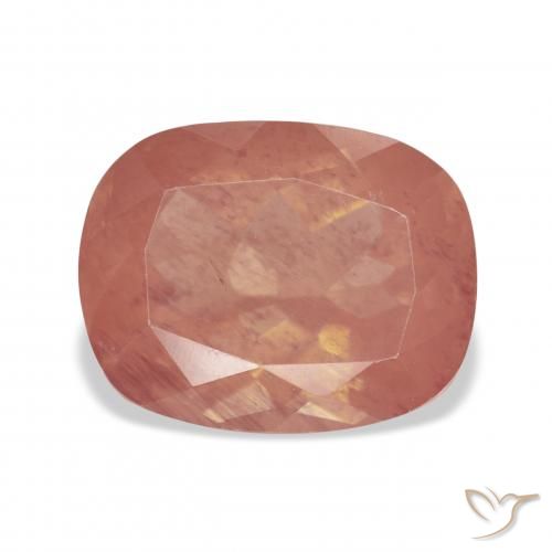 6.47ct Natural Laranja Avermelhado Pálido Labradorita andesina, Almofada, Transparente