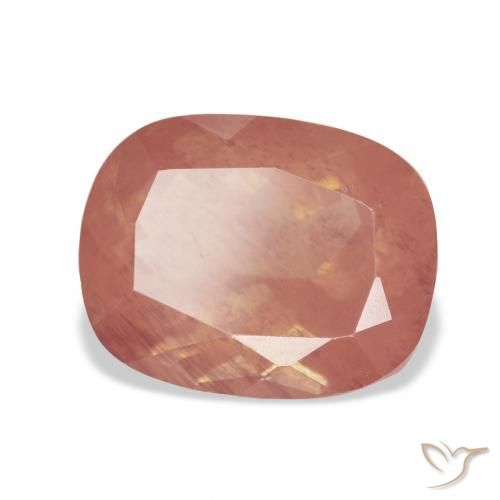 Labradorita andesina Laranja Avermelhado Pálido Natural 6.47ct, Almofada, Transparente