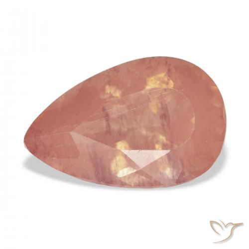 5.02ct Natural Laranja Avermelhado Pálido Labradorita andesina, Formato de pêra, Transparente