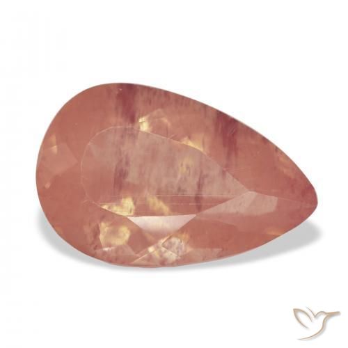 Labradorita andesina Laranja Avermelhado Pálido Natural 5.02ct, Formato de pêra, Transparente