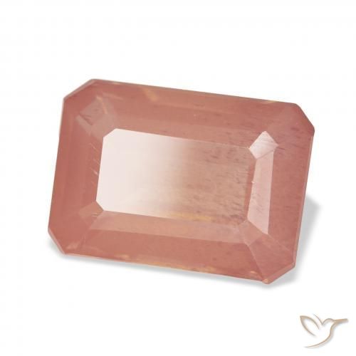 Labradorita andesina Laranja Avermelhado Pálido Natural 7.64ct, Corte Octógono / Esmeralda, Transparente