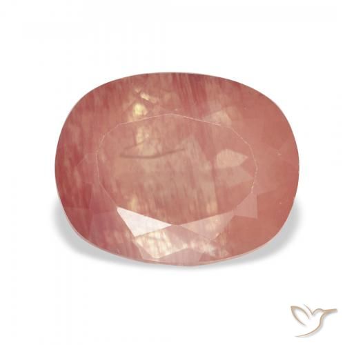 3.67ct Natural Framboesa Rosa Labradorita andesina, Almofada, Transparente