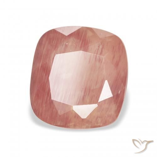 Labradorita andesina vermelho médio Natural 3.21ct, Almofada, Transparente