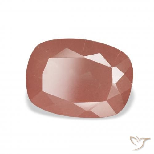 Labradorita andesina Laranja Avermelhado Pálido Natural 3.70ct, Almofada, Transparente