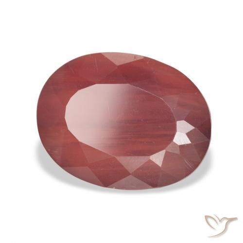 Labradorita andesina Vermelho escuro Natural 4.31ct, oval, Translúcido