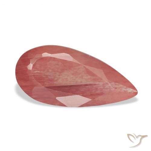 Labradorita andesina vermelho médio Natural 4.40ct, Formato de pêra, Translúcido