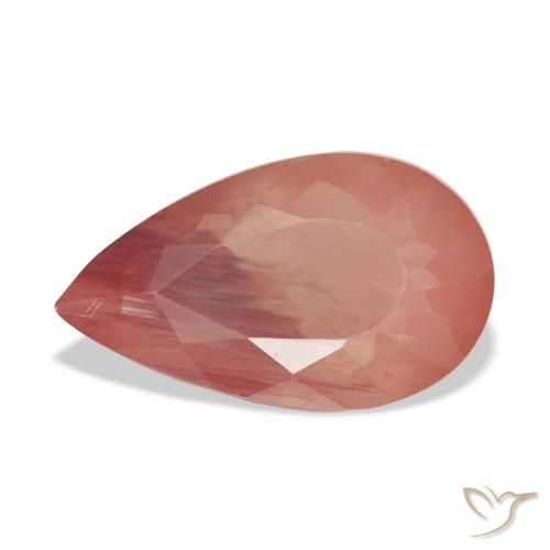 6.34ct Natural Laranja Avermelhado Pálido Labradorita andesina, Formato de pêra, Transparente