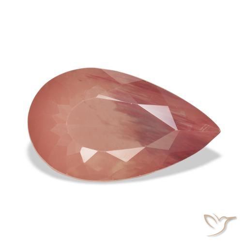 Labradorita andesina Laranja Avermelhado Pálido Natural 6.34ct, Formato de pêra, Transparente