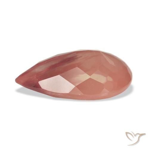 Labradorita andesina Laranja Avermelhado Pálido Natural 6.34ct, Formato de pêra, Transparente