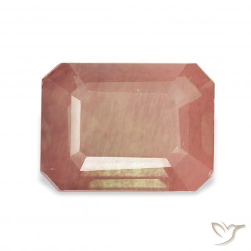 3.85ct Laranja Avermelhado Pálido Labradorita andesina, Corte Esmeralda, Transparente